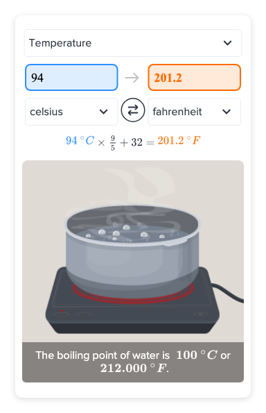 Flexi answers - Convert 94 degrees Celsius to Fahrenheit | CK-12 Foundation