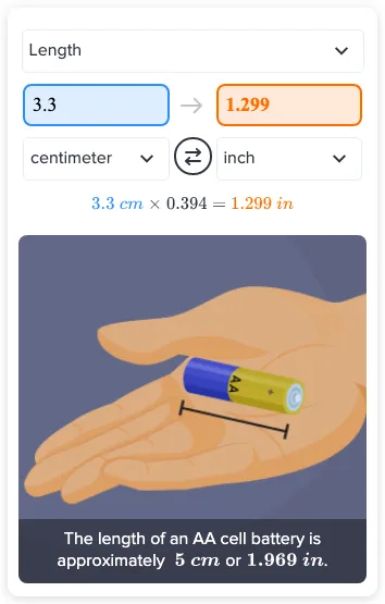 Convert 3.3 cm to inches. - Interactive converter and examples | CK-12 ...