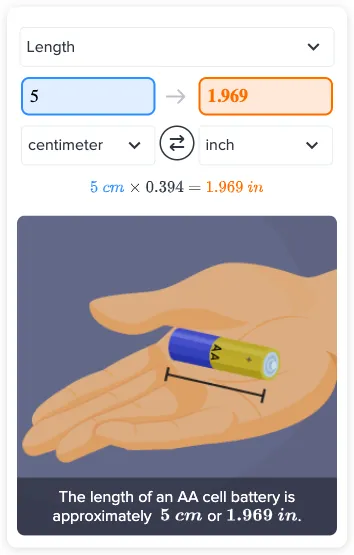 How big is 5 cm in inches? - Interactive converter and examples 