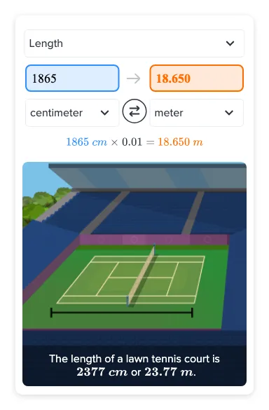 How Many Meters Are There In 1865 Cm
