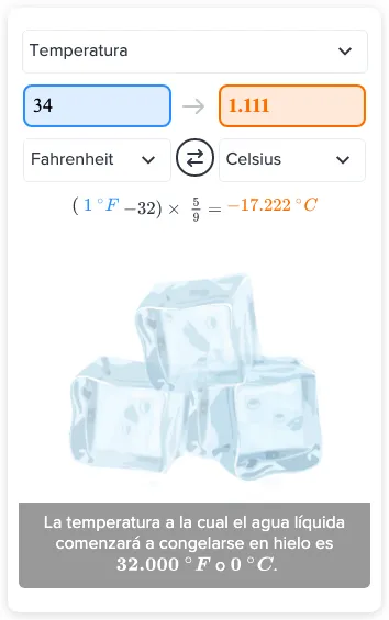 Respuestas de Flexi - ¿Qué son 34 grados Fahrenheit en grados