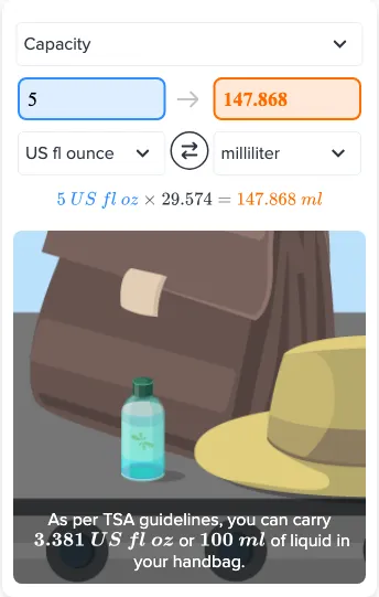 Flexi answers What is the volume of 5 ounces in milliliters CK 12 Foundation