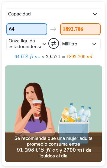 ¿Cuántos mililitros hay en 64 onzas? - Método & pasos | CK-12 Foundation