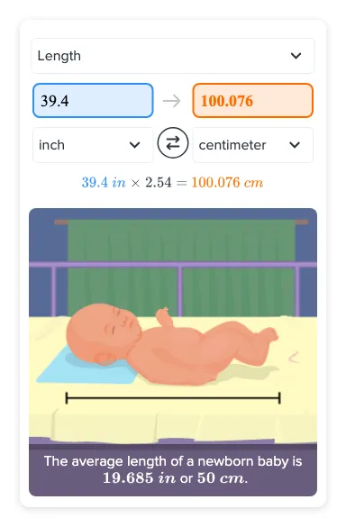 Flexi answers - What is the length of 39.4 inches in cm? | CK-12 Foundation