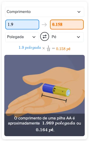 Qual é o comprimento de 1.9 polegadas em pés? - etapas & exemplos | CK ...
